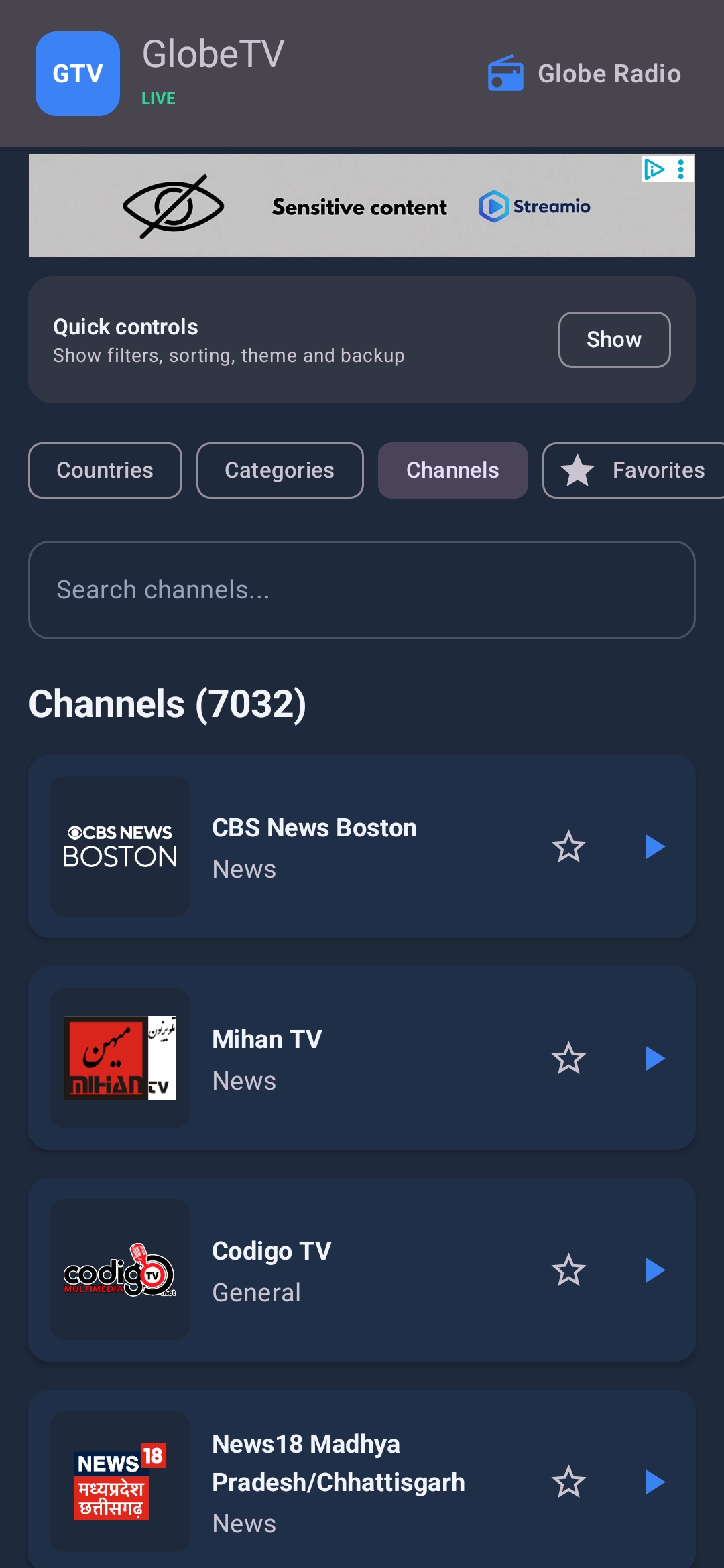 GlobeTV.app – Watch Live TV Channels from Around the World Online Android globe tv